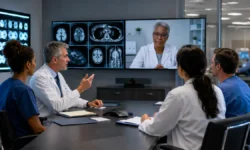 Why Joint Commission Accreditation Matters in Teleradiology Hospital leadership team reviewing radiology quality standards and remote consultation when choosing a Joint Commission accredited teleradiology company