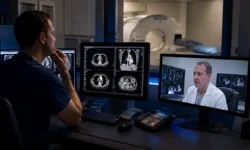 Overnight radiology workstation supporting rural hospital imaging reads and remote consultation