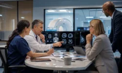 Hospital imaging leaders reviewing workflow strategy and diagnostic imaging before AHRA 2026