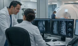 Featured Image for The Downstream Cost of MSK Delays Radiologists reviewing musculoskeletal MRI scans in a hospital imaging suite, illustrating the downstream impact of MSK delays