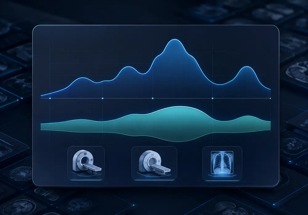 Hospital Imaging Volume Forecasting Hospital imaging volume forecasting dashboard used to plan radiologist capacity
